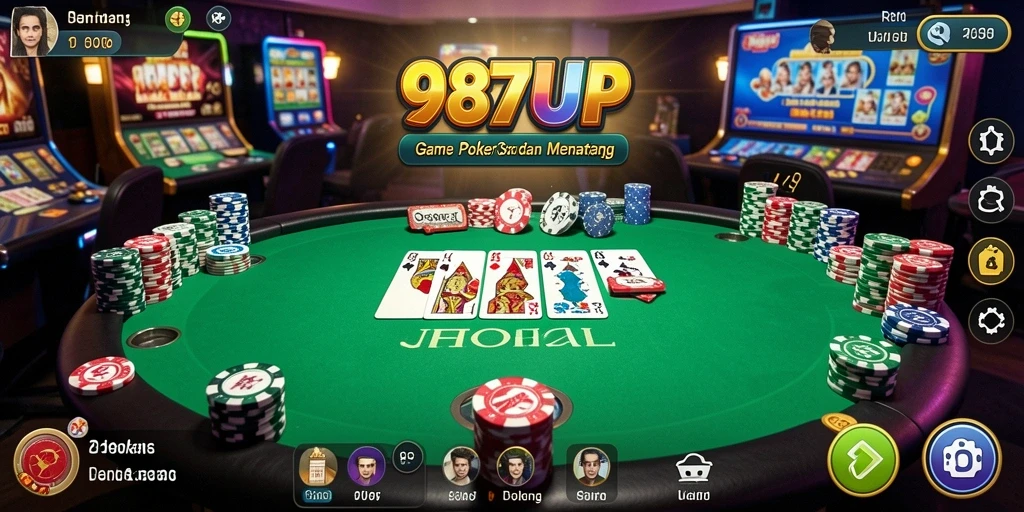 Tampilan menarik dari gameplay Poker di 987UP.