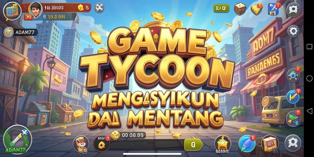 Screenshot utama ADAM77 menampilkan aksi seru dalam gameplay Tycoon.