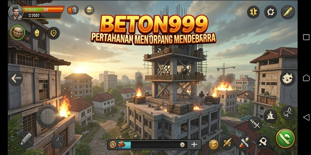 Tampilan spektakuler dari gameplay Tower Defense BETON999 yang mendebarkan.