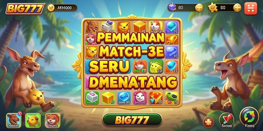 Screenshot gameplay BIG777 menampilkan tantangan Match-3 yang menarik.