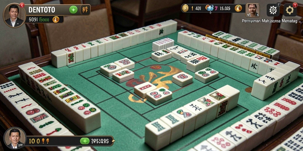 Tampilan gameplay DENTOTO yang mengasyikkan saat bermain Mahjong.