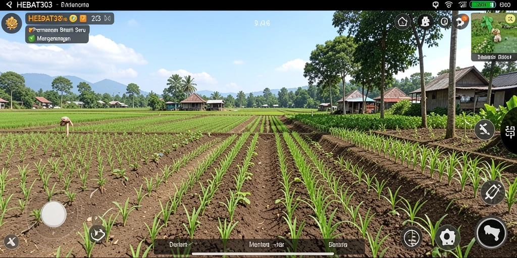 Screenshot gameplay HEBAT303 menampilkan suasana ladang yang indah dan bermain bersama teman.
