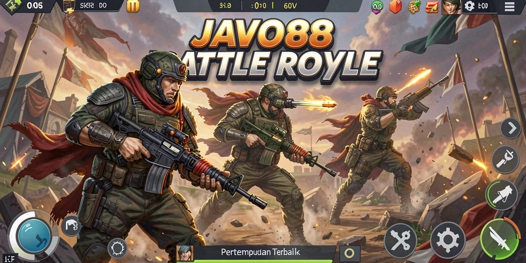 Tampilan gameplay seru dalam pertempuran Battle Royale JAVO88.