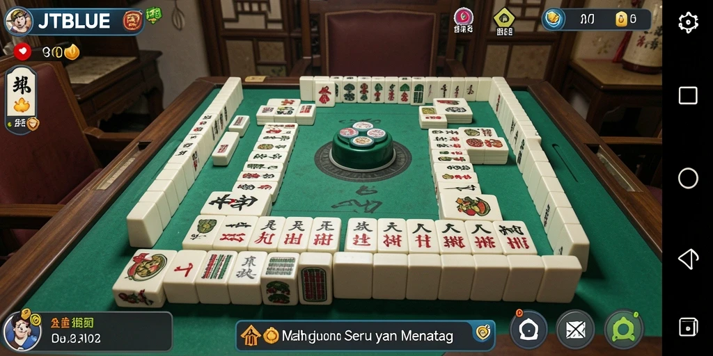 Tampilan gameplay JTBLUE yang menampilkan tantangan Mahjong yang seru.