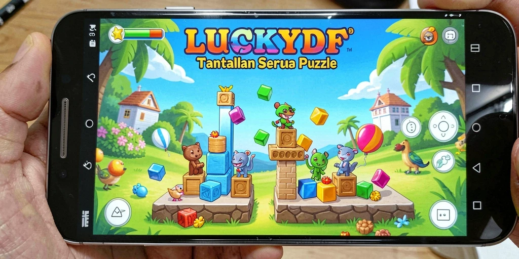 Tampilan gameplay <strong>LUCKYDF</strong> dengan serangkaian teka-teki yang menantang.