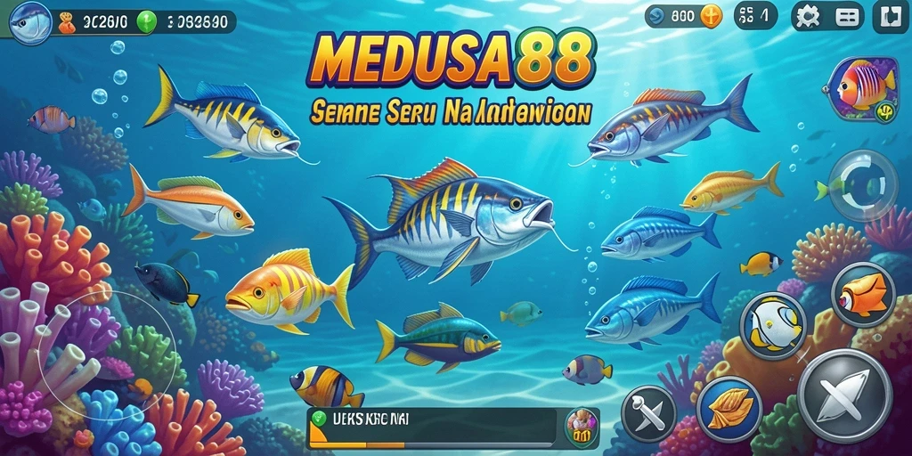 Tampilan gameplay seru dari MEDUSA88 menembak ikan.