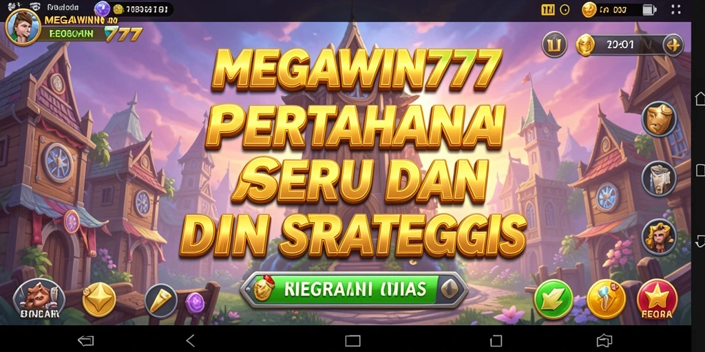 Screenshot gameplay MEGAWIN777 menunjukkan pertempuran menara yang mendebarkan.