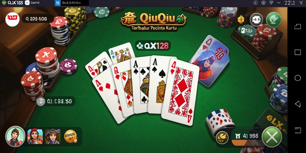 Screenshot OLX128 menunjukkan aksi seru dari permainan QiuQiu.