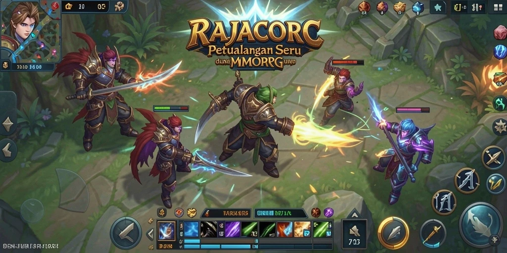 Tampilan gameplay yang menakjubkan dalam RAJACORC MMORPG.