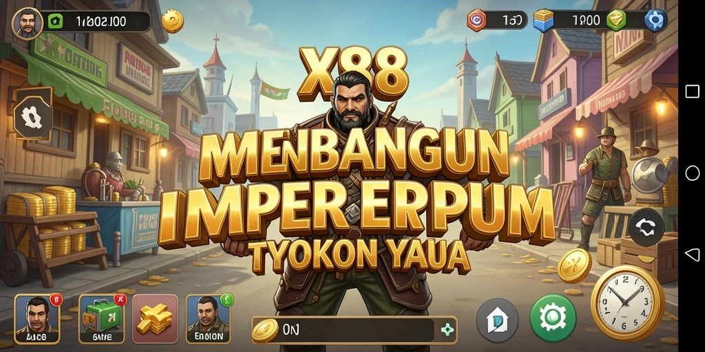 Tampilan gameplay seru dari X88 yang menggambarkan manajemen bisnis.